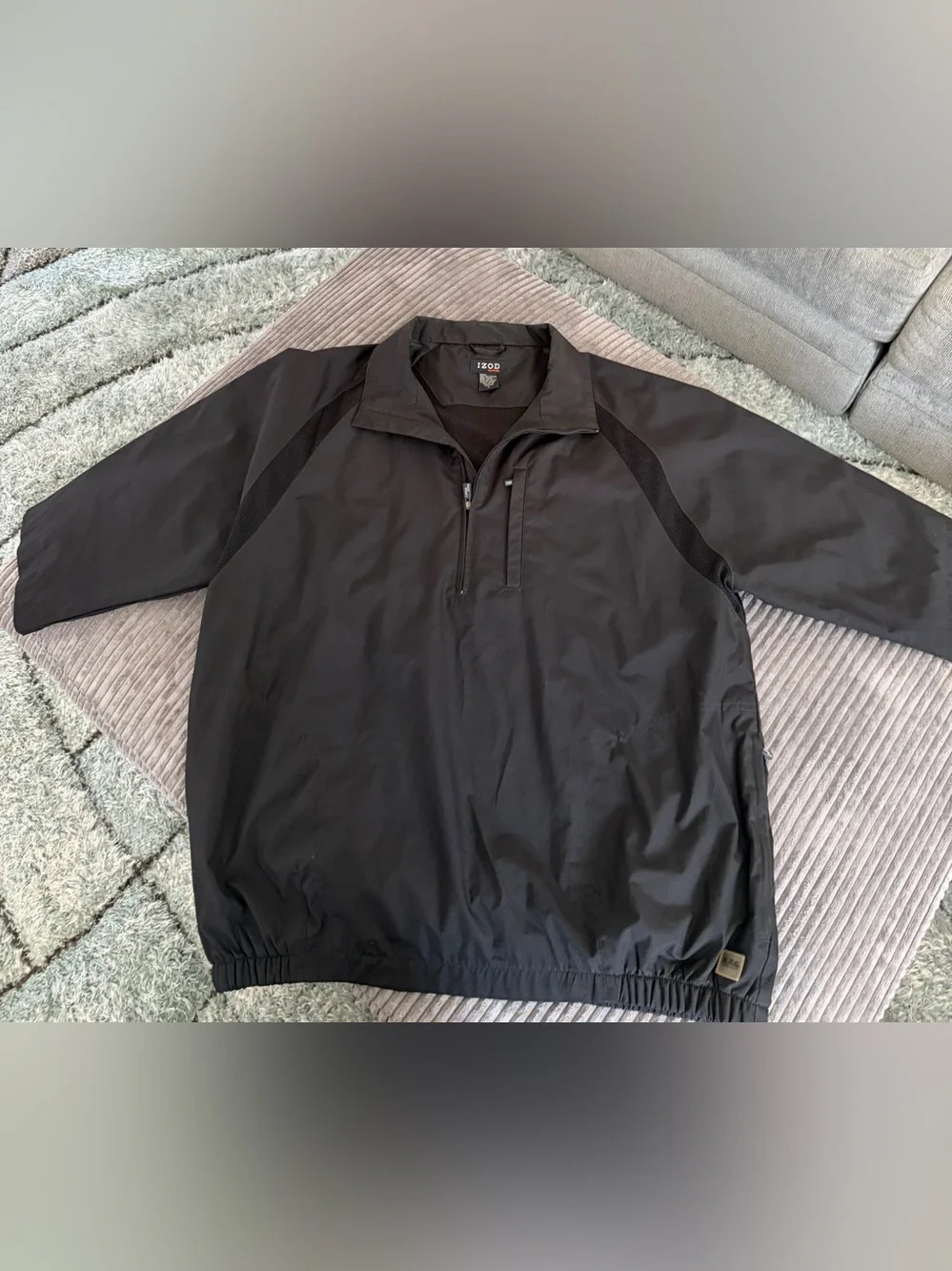 Izod Black Men's Quarter-Zip Windbreaker Pullover